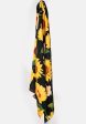 Large Black Sunflower Print Towel For Sale