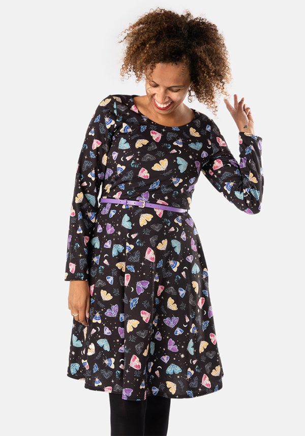 Soraya Midnight Moth Print Dress Discount