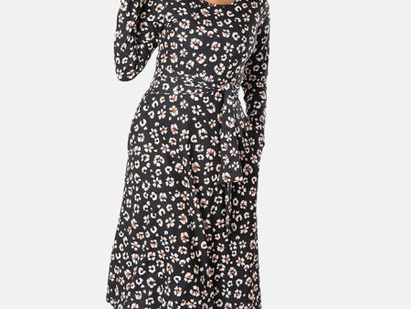 Ridley Mono Animal Floral Print Midi Dress Online now