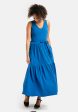 Izzie Sea Blue Cotton Midaxi Dress Online