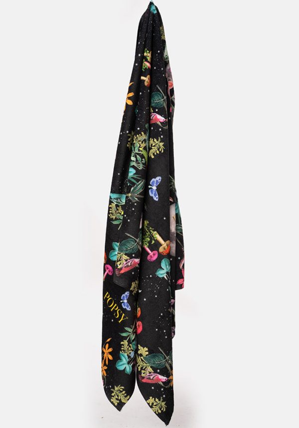 Large Midnight Botanical Print Towel Sale