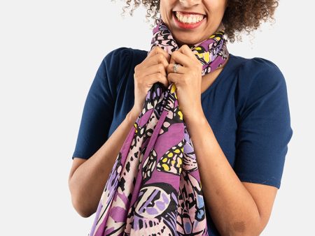 Purple Butterfly Print Scarf on Sale