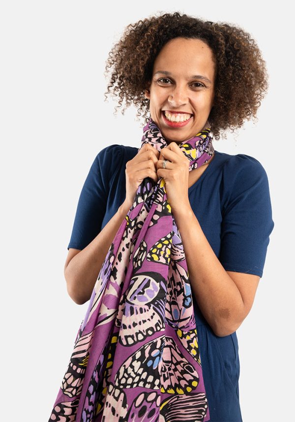 Purple Butterfly Print Scarf on Sale