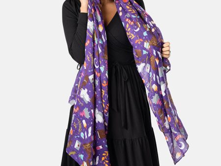 Purple Owl Print Scarf Discount