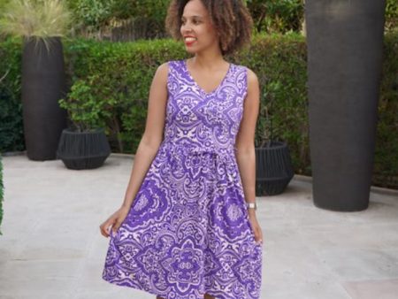 Aleah Purple Tile Print Dress Online