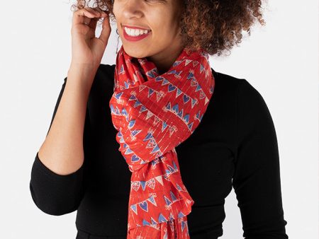 Red Bunting Print Scarf Supply