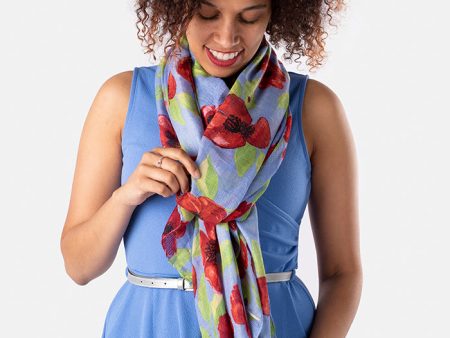 Blue Floral Print Scarf Hot on Sale