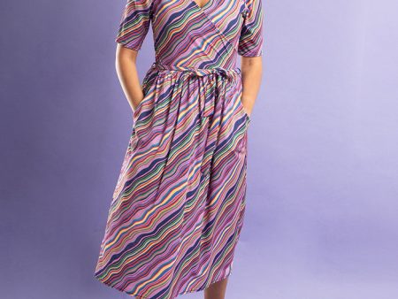 Joy Rainbow Squiggles Print Midi Dress Hot on Sale