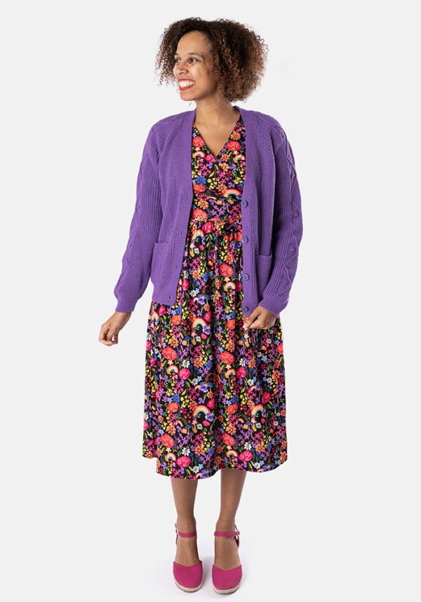 Purple Cable Sleeve Cardigan Discount