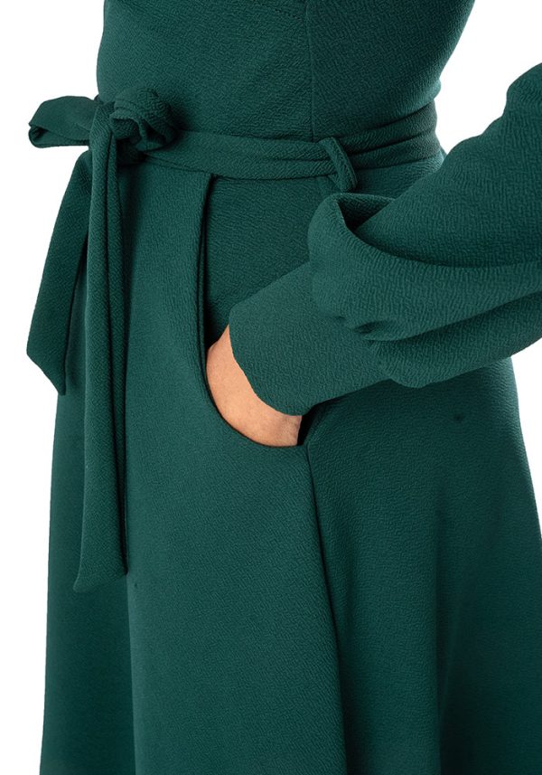 Sydney Bottle Green Wrap Neck Dress Online