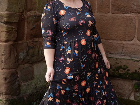 Arly Astrology Print Tiered Hem Midaxi Dress Sale