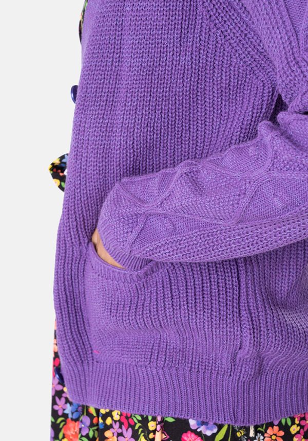 Purple Cable Sleeve Cardigan Discount