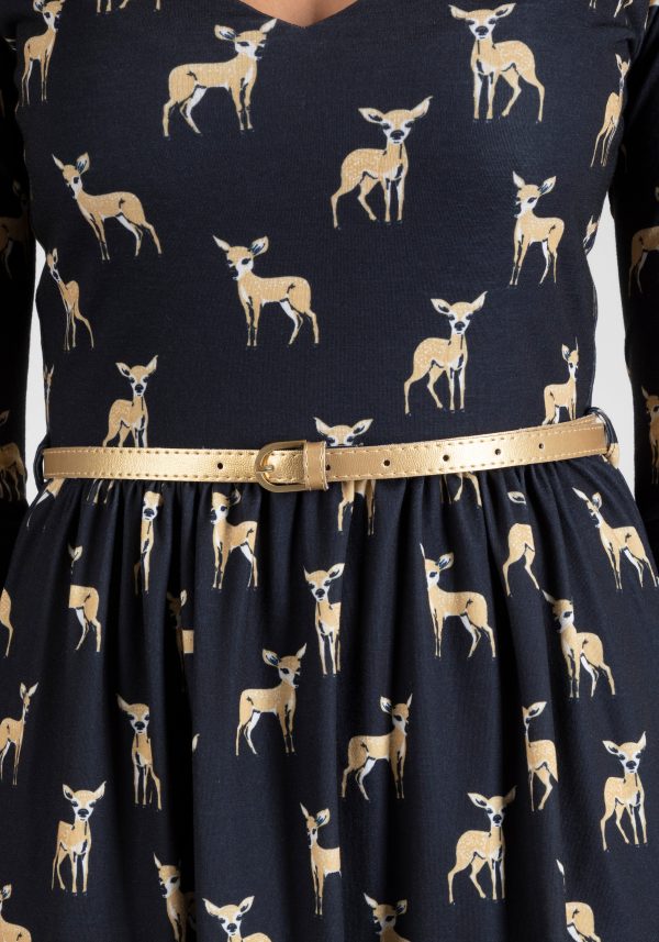 Deirdre Black Deer Print Dress Online Sale