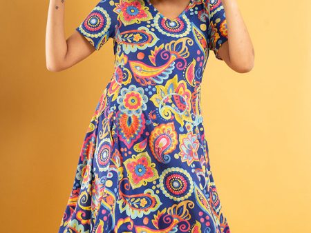 Elliana Painted Paisley Print Trapeze Dress Online Hot Sale