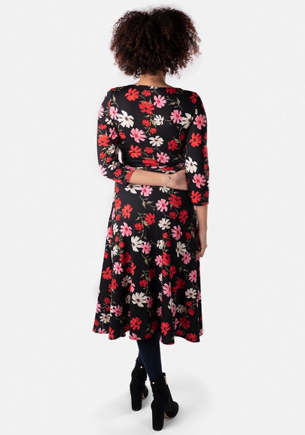 Roslyn Bright Daisy Print Midi Dress Fashion