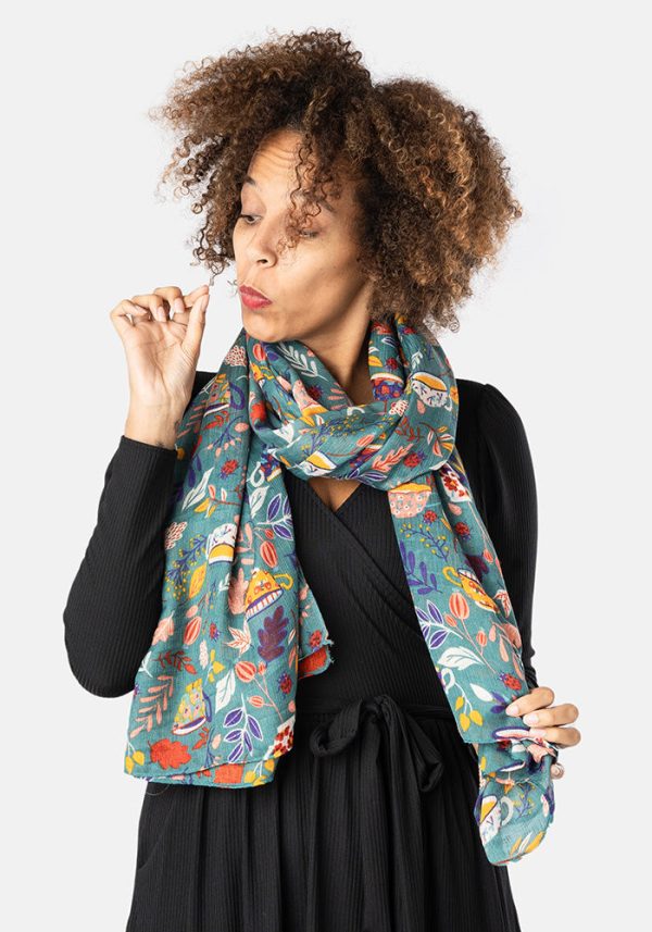 Tea Cups Print Scarf Online Hot Sale