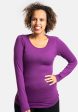 Purple Long Sleeve Round Neck Top on Sale