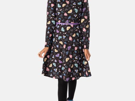 Soraya Midnight Moth Print Dress Discount