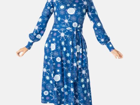 Frost Snowflakes Print Midi Dress Online now