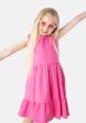 Children s Plain Rose Pink Cotton Dress (Shea) Online now