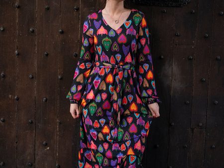 Aris Fire Hearts Print Midi Dress on Sale