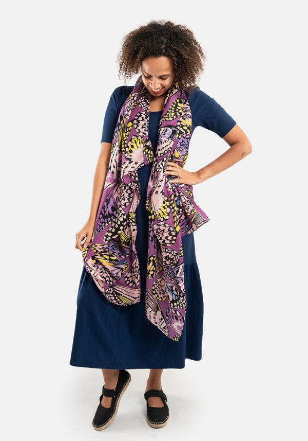 Purple Butterfly Print Scarf on Sale