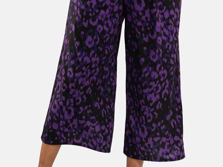 Amari Purple Animal Print Pull On Wide Leg Culotte Trouser Online Hot Sale