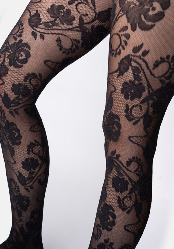 Premium Black Lace Design Tights Online Hot Sale