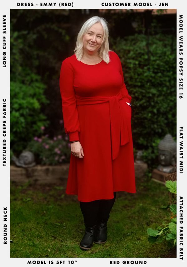 Emmy Plain Red Midi Dress Sale