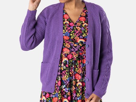 Purple Cable Sleeve Cardigan Discount