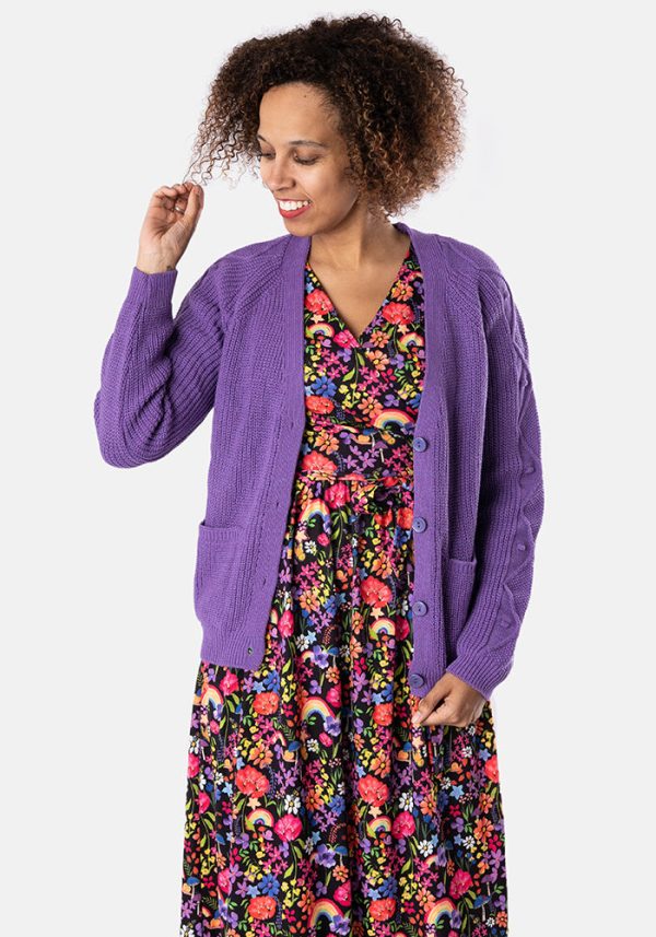 Purple Cable Sleeve Cardigan Discount