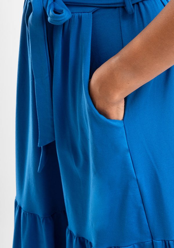 Izzie Sea Blue Cotton Midaxi Dress Online