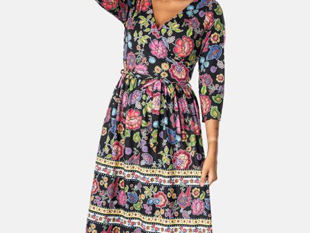 Beatrix Folk Floral Print Midi Dress Sale