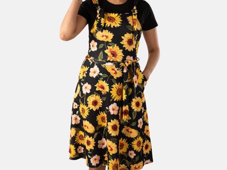 Tamar Black Sunflower Print Pinafore on Sale