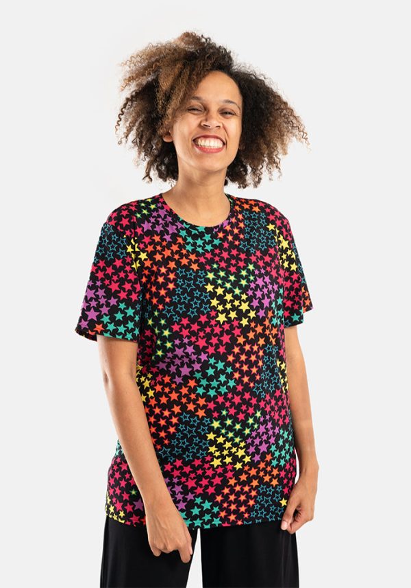 Reeva Bright Stars Print Cotton T Shirt Hot on Sale