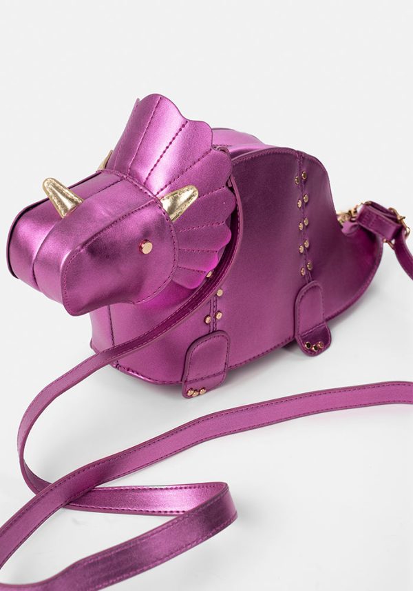 Purple Metallic Dinosaur Cross Body Bag on Sale