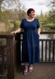 Dara Plain Navy Cotton Midaxi Dress Hot on Sale