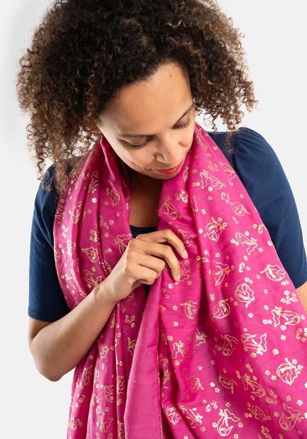 Pink Mermaid Foil Print Scarf Hot on Sale