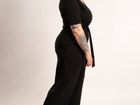 Sade Plain Black Full Length Jumpsuit Sale