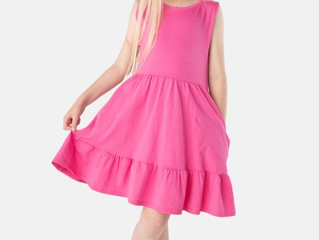 Children s Plain Rose Pink Cotton Dress (Shea) Online now