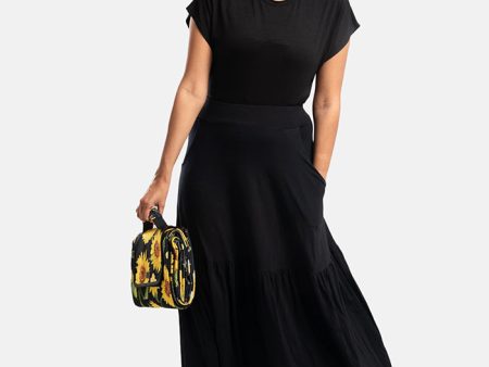 Asa Black Tiered Hem Maxi Skirt For Cheap