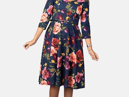 Layne Vintage Floral Print Swing Dress For Cheap