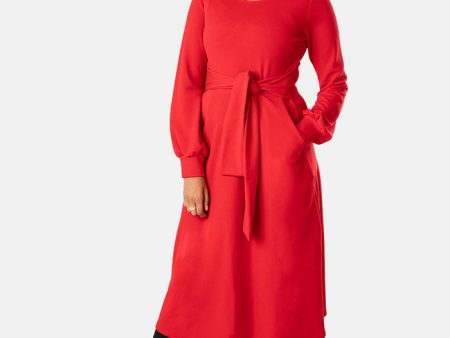 Emmy Plain Red Midi Dress Sale