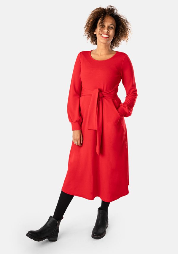 Emmy Plain Red Midi Dress Sale