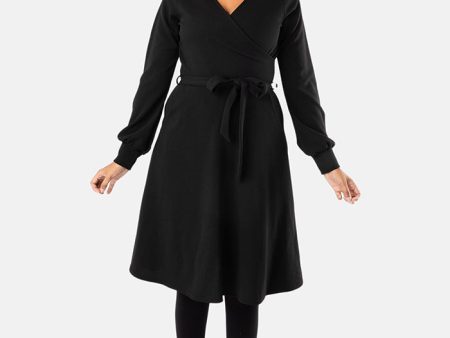 Sydney Black Wrap Neck Dress Online now