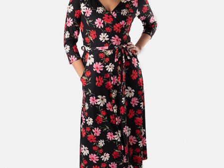 Roslyn Bright Daisy Print Midi Dress Fashion