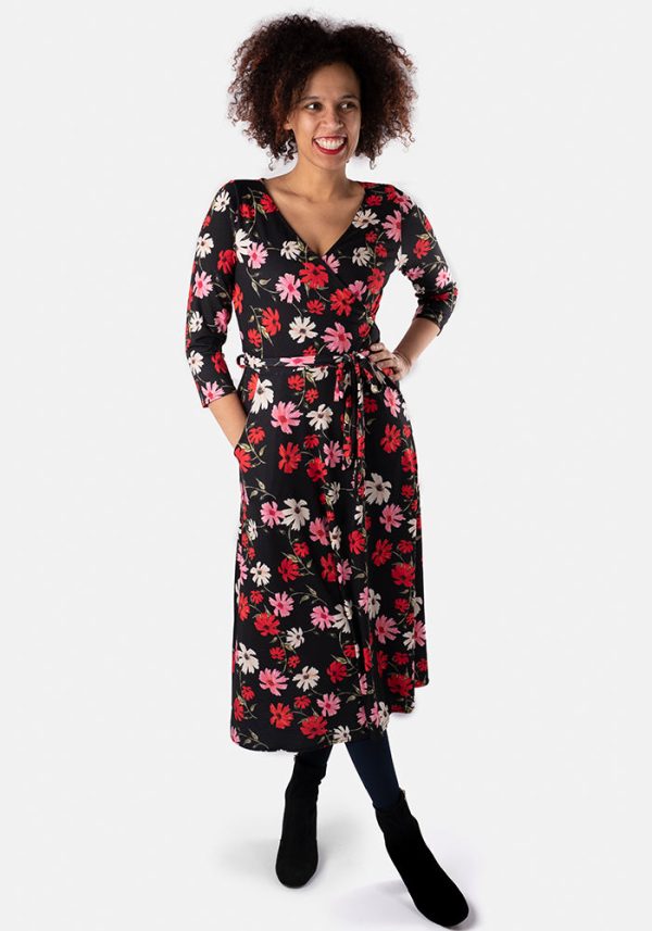 Roslyn Bright Daisy Print Midi Dress Fashion