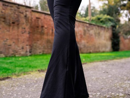 Tina Black Full Leg Flare Trousers For Sale