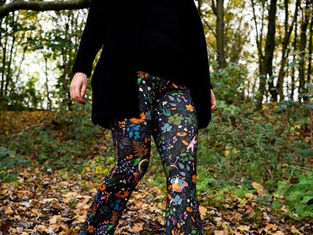 Tina Magical Moth Print Full Leg Flare Trousers Fashion