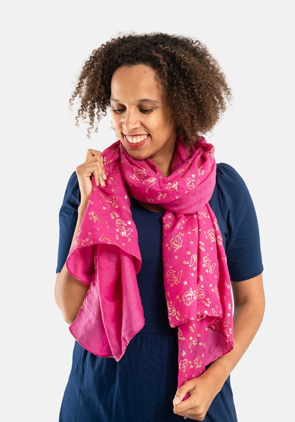 Pink Mermaid Foil Print Scarf Hot on Sale